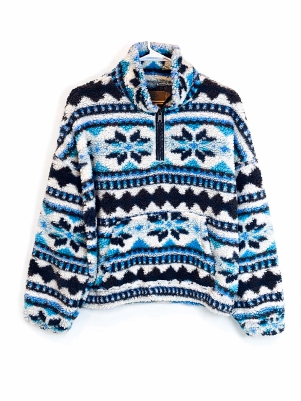 OFFLINE Women’s Blue Nordic Fair Isle Sherpa Quarter-Zip Pullover Sz. Large